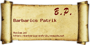 Barbarics Patrik névjegykártya