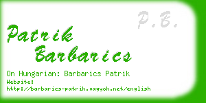 patrik barbarics business card